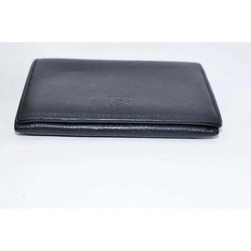 LOEWE Anagram Card Case Leather Black (Inside) is Blue Used Authentic EUC